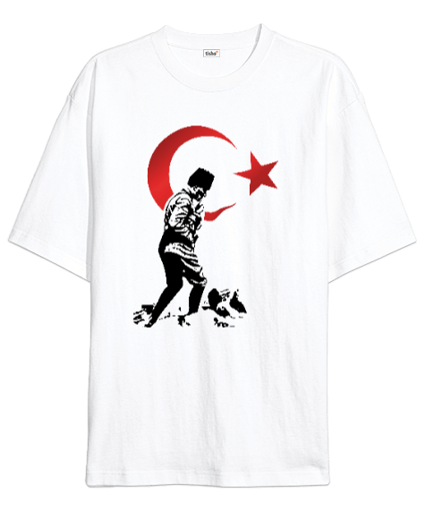 Tisho - Atatürk Ve Bayrak Temalı Oversize Unisex Tişört