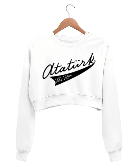 Tisho - ATATÜRK YAZILI KISA KADIN TSHİRT Kadın Crop Sweatshirt