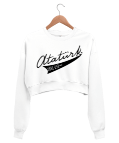 ATATÜRK YAZILI KISA KADIN TSHİRT Kadın Crop Sweatshirt - Tisho