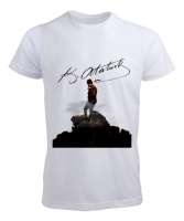 Atatürk Yeni Tasarım Beyaz Erkek Tişört - Tisho