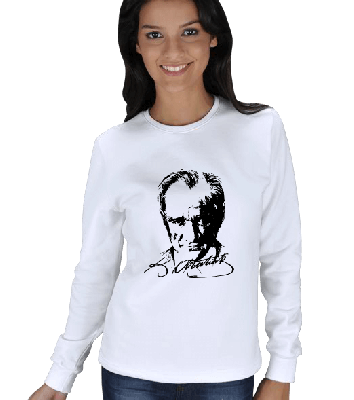 Atatürklü ve imzalı KADIN SWEATSHIRT - Tisho