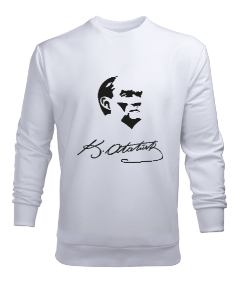 Tisho - Atatürk,Türkiye. Beyaz Erkek Sweatshirt