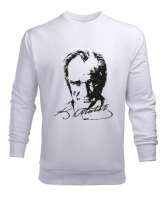 Atatürk,Türkiye. Beyaz Erkek Sweatshirt - Tisho