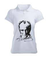 Atatürk,Türkiye. Beyaz Kadın Polo Yaka Tişört - Tisho