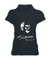 Atatürk,Türkiye. Füme Kadın Polo Yaka Tişört - Tisho