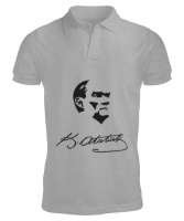 Atatürk,Türkiye. Gri Erkek Kısa Kol Polo Yaka - Tisho