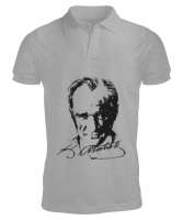 Atatürk,Türkiye. Gri Erkek Kısa Kol Polo Yaka - Tisho
