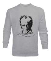 Atatürk,Türkiye. Gri Erkek Sweatshirt - Tisho