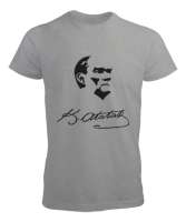 Atatürk,Türkiye. Gri Erkek Tişört - Tisho