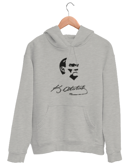 Tisho - Atatürk,Türkiye. Gri Unisex Kapşonlu Sweatshirt