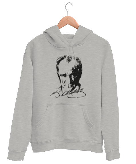 Tisho - Atatürk,Türkiye. Gri Unisex Kapşonlu Sweatshirt