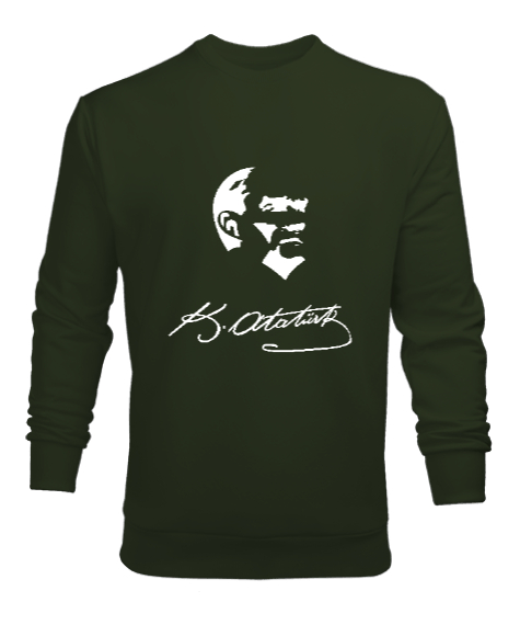 Tisho - Atatürk,Türkiye. Haki Yeşili Erkek Sweatshirt