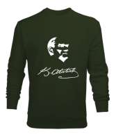 Atatürk,Türkiye. Haki Yeşili Erkek Sweatshirt - Tisho