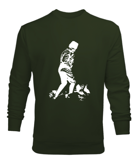 Tisho - Atatürk,Türkiye. Haki Yeşili Erkek Sweatshirt