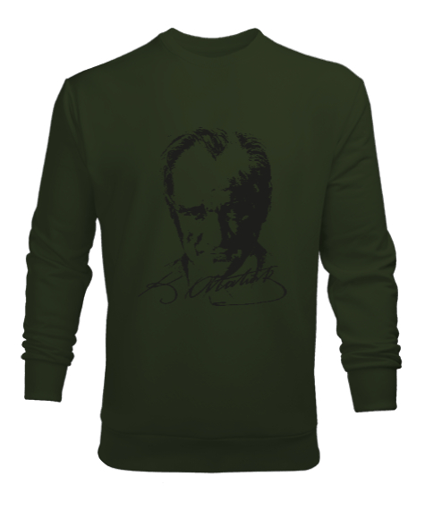 Tisho - Atatürk,Türkiye. Haki Yeşili Erkek Sweatshirt