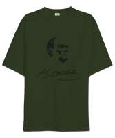Atatürk,Türkiye. Haki Yeşili Oversize Unisex Tişört - Tisho