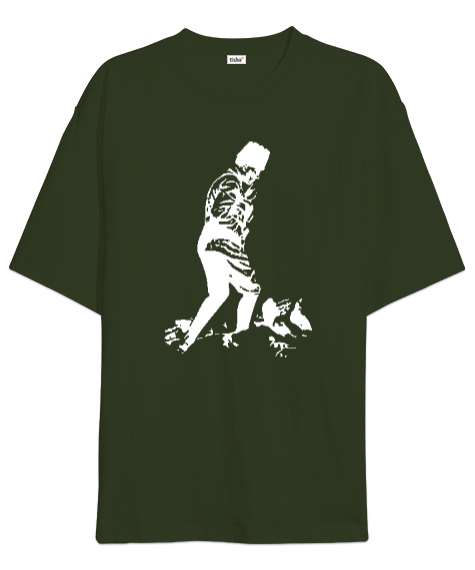 Atatürk,Türkiye. Haki Yeşili Oversize Unisex Tişört - Tisho