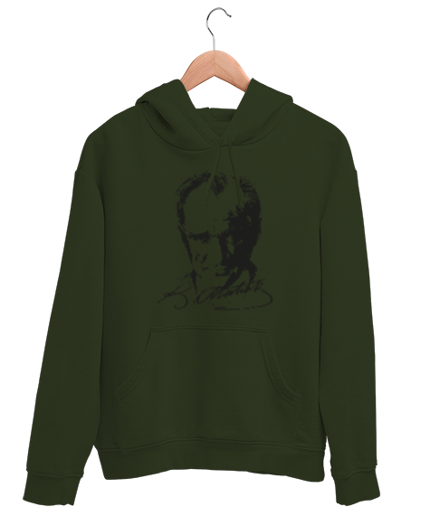 Tisho - Atatürk,Türkiye. Haki Yeşili Unisex Kapşonlu Sweatshirt