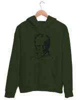 Atatürk,Türkiye. Haki Yeşili Unisex Kapşonlu Sweatshirt - Tisho