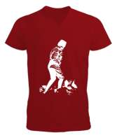 Atatürk,Türkiye. Kırmızı Erkek Kısa Kol V Yaka Tişört - Tisho