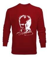 Atatürk,Türkiye. Kırmızı Erkek Sweatshirt - Tisho