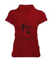 Atatürk,Türkiye. Kırmızı Kadın Polo Yaka Tişört - Tisho