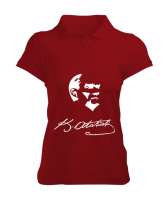 Atatürk,Türkiye. Kırmızı Kadın Polo Yaka Tişört - Tisho