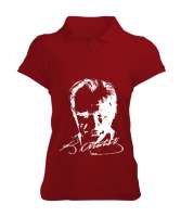 Atatürk,Türkiye. Kırmızı Kadın Polo Yaka Tişört - Tisho