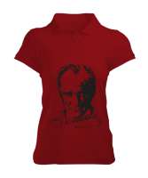 Atatürk,Türkiye. Kırmızı Kadın Polo Yaka Tişört - Tisho