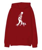 Atatürk,Türkiye. Kırmızı Oversize Unisex Kapüşonlu Sweatshirt - Tisho