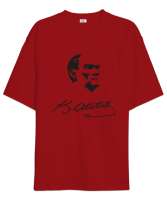 Atatürk,Türkiye. Kırmızı Oversize Unisex Tişört - Tisho