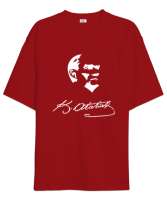 Atatürk,Türkiye. Kırmızı Oversize Unisex Tişört - Tisho