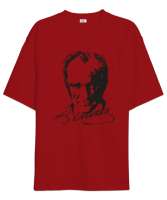 Atatürk,Türkiye. Kırmızı Oversize Unisex Tişört - Tisho