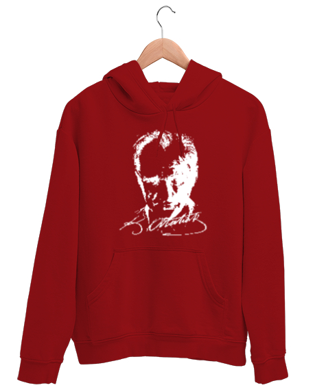 Tisho - Atatürk,Türkiye. Kırmızı Unisex Kapşonlu Sweatshirt