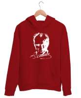 Atatürk,Türkiye. Kırmızı Unisex Kapşonlu Sweatshirt - Tisho