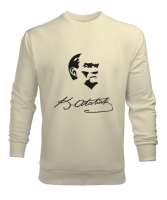 Atatürk,Türkiye. Krem Erkek Sweatshirt - Tisho