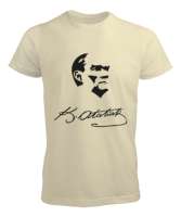 Atatürk,Türkiye. Krem Erkek Tişört - Tisho