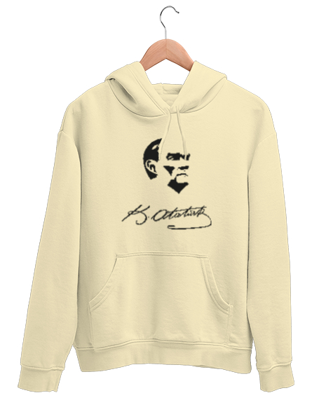 Tisho - Atatürk,Türkiye. Krem Unisex Kapşonlu Sweatshirt