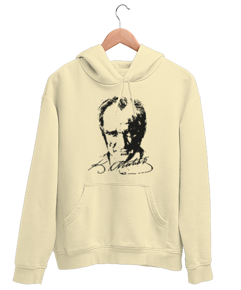 Tisho - Atatürk,Türkiye. Krem Unisex Kapşonlu Sweatshirt