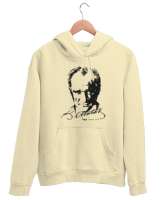 Atatürk,Türkiye. Krem Unisex Kapşonlu Sweatshirt - Tisho