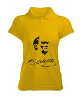 Atatürk,Türkiye. Sarı Kadın Polo Yaka Tişört - Tisho