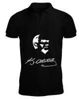 Atatürk,Türkiye. Siyah Erkek Kısa Kol Polo Yaka - Tisho