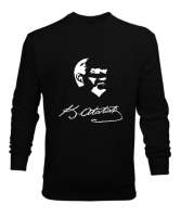 Atatürk,Türkiye. Siyah Erkek Sweatshirt - Tisho