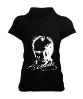 Atatürk,Türkiye. Siyah Kadın Polo Yaka Tişört - Tisho