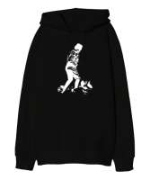 Atatürk,Türkiye. Siyah Oversize Unisex Kapüşonlu Sweatshirt - Tisho