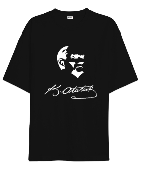 Tisho - Atatürk,Türkiye. Siyah Oversize Unisex Tişört