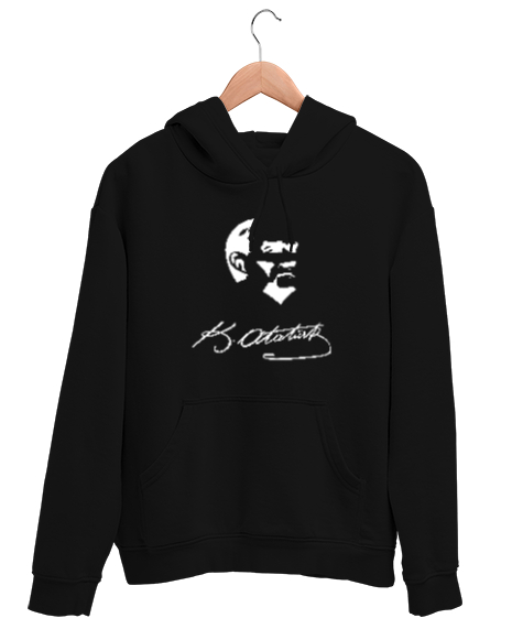 Tisho - Atatürk,Türkiye. Siyah Unisex Kapşonlu Sweatshirt