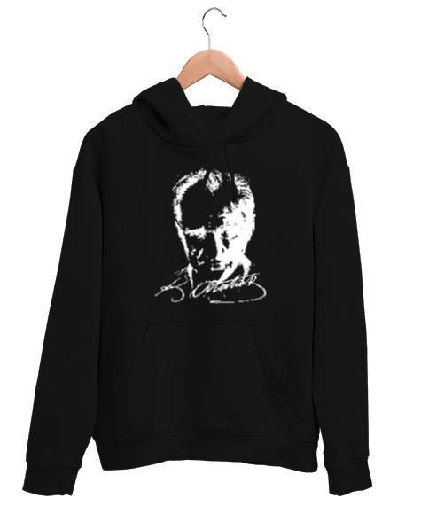 Tisho - Atatürk,Türkiye. Siyah Unisex Kapşonlu Sweatshirt