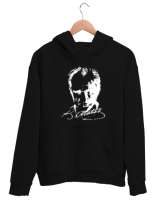 Atatürk,Türkiye. Siyah Unisex Kapşonlu Sweatshirt - Tisho