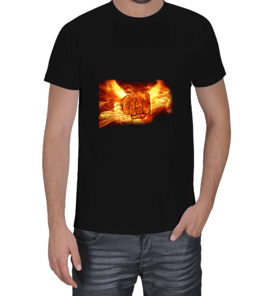 Tisho - Ateş Saçan Yumruk Baskılı Erkek Tişört